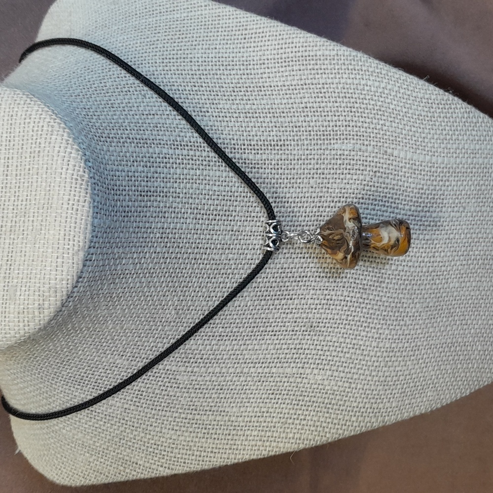 Wooden mushroom necklace
